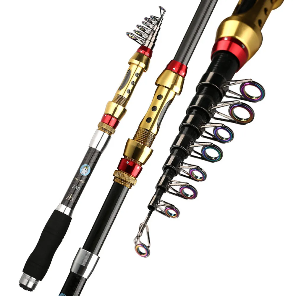 

Telescopic Fishing Rod Carbon Fiber Travel Spinning Pole Reel Fish Tackle 1.8/2.1/2.4/2.7/3.0/3.6m ALS88
