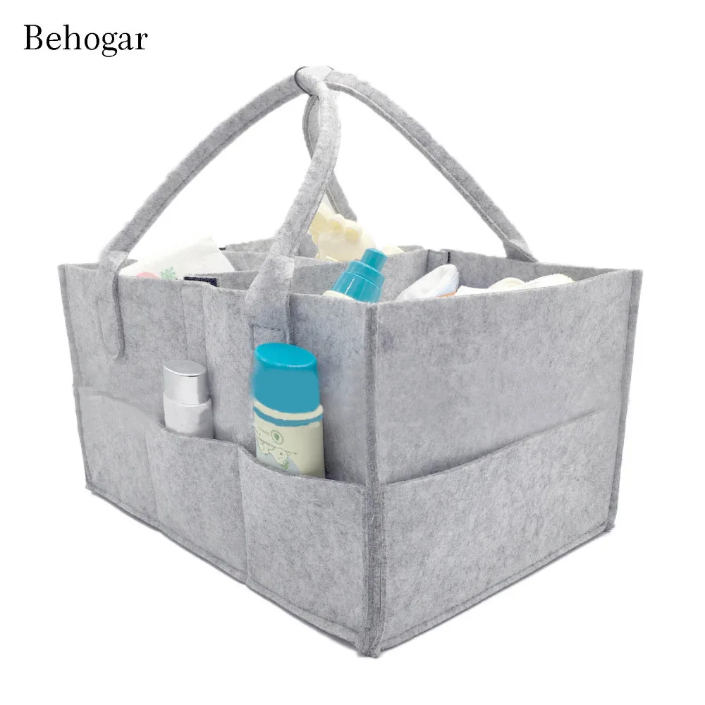 

Behogar Baby Diaper Caddy Organizer Durable Carrier Felt Handbag Storage Tote Bag with Handle for Toys Cosmetic Makeup Magazine