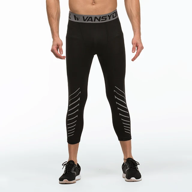 Men compression 3/4 running pants sports jogger jogging tights