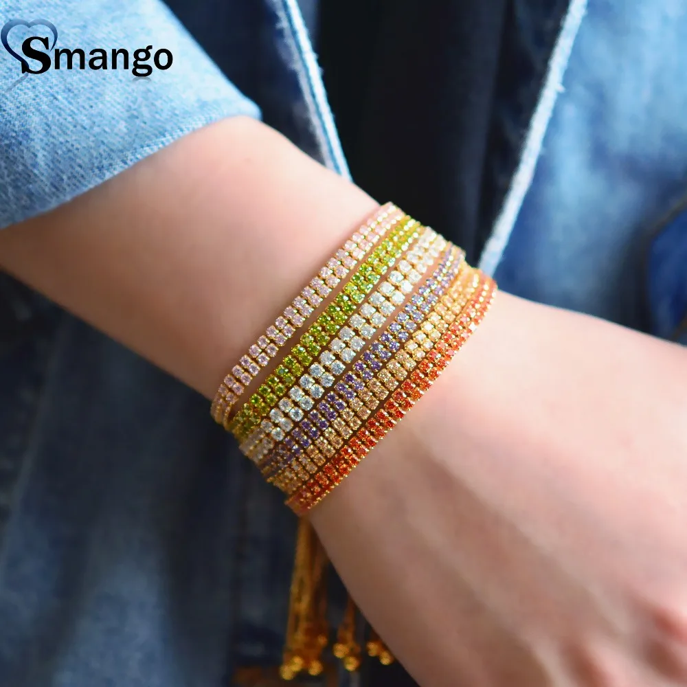 

2019 New Arrival! Ladies Fashion Double Lines Bracelet With Colorful Zircon.6 colors,Can Mix.