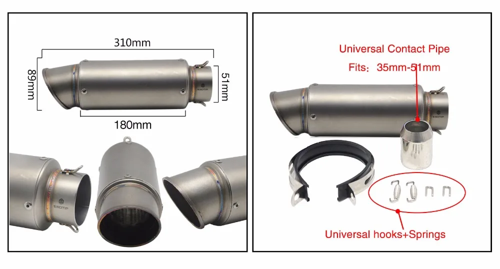 ZS Racing 38-51 мм универсальный глушитель выхлопной трубы мотоцикла SC Escape Moto выхлопной подходит для Nmax Benelli BMW Honda Pit Bike