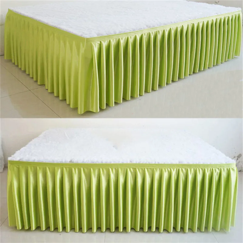 

Multicolor ice silk chiffon white color wedding table skirt party banquet stage table skirt for table cloth decoration