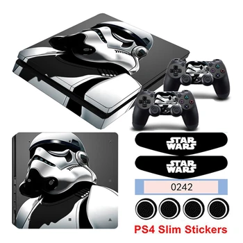 

Hot Sale Star Wars Protective Skin Sticker For Playstation 4 Slim PS4 Slim Console For 2 Controllers Cover Game Decals