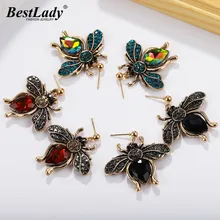 Лучшие женские новые модные серьги-гвоздики пчелка, ювелирные изделия в винтажном стиле, распродажа, разноцветные женские вечерние серьги-капельки, подарки
