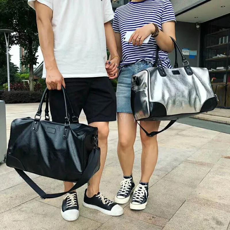 

Korean version of the unisex high quality PU leather short-distance travel shoulder bag Travel handbag large-capacity travel fit