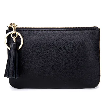 

Women Soft Real Cowhide Genuine Leather Coin Purse Key Wallet 2018 Fashion Zipper Mini Handbag Credit Card Holder Short Small