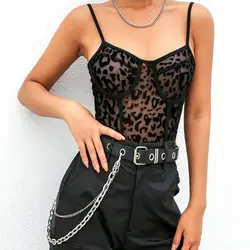 Для женщин сексуальный клубный костюм Лето Без Рукавов облегающее платье с леопардовым принтом, из сетчатого материала комбинезон на