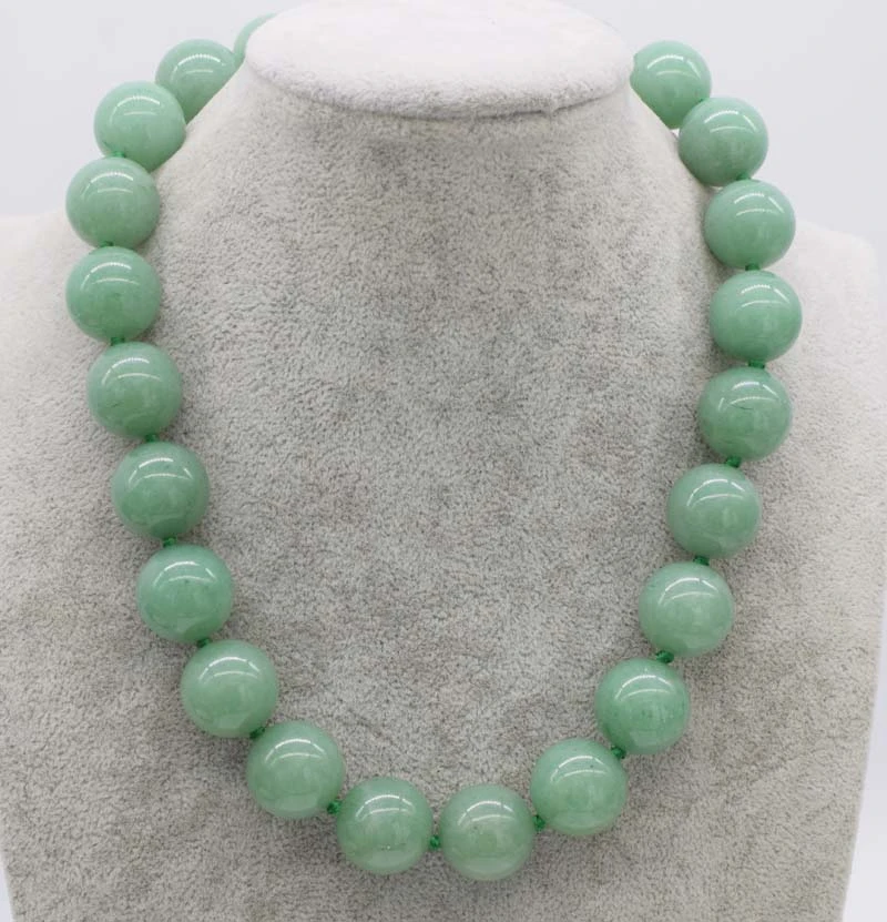 Vert Jade Ronde 20 mm Collier 18" nature de gros perles discount
