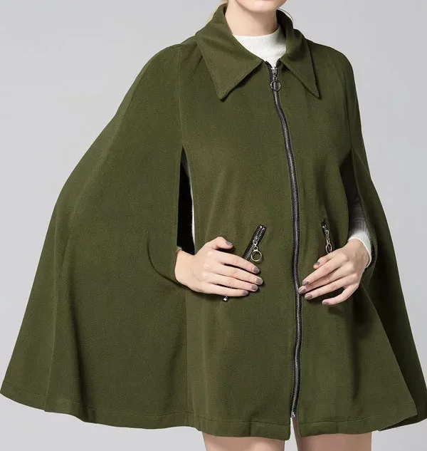 Price Autumn and winter 2018 new women's cloak coat double-sided Nijun green loose retro wool high collar coat shirt