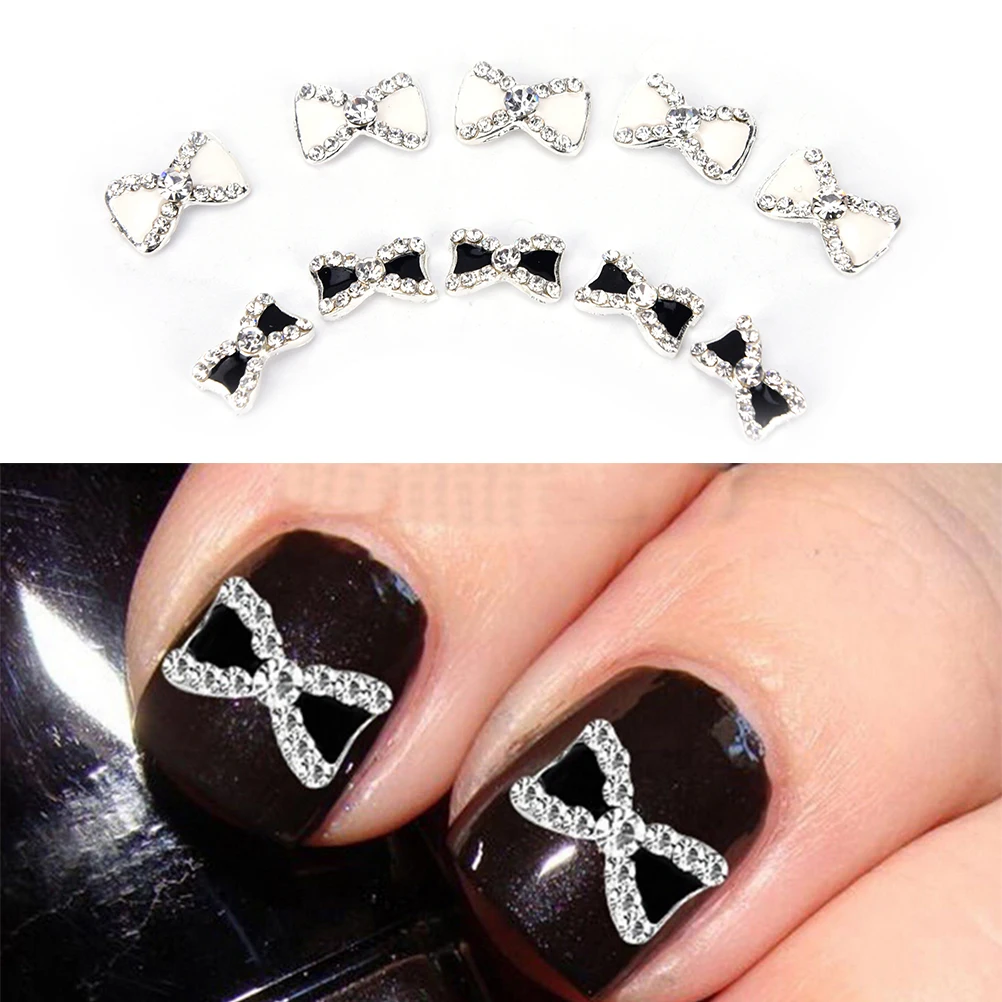 

Nail Art Sticker Rhinestone Bowknot Bow Nail Art Glitters Decoration Manicure Nail Art Tips Tools 10Pcs 3D