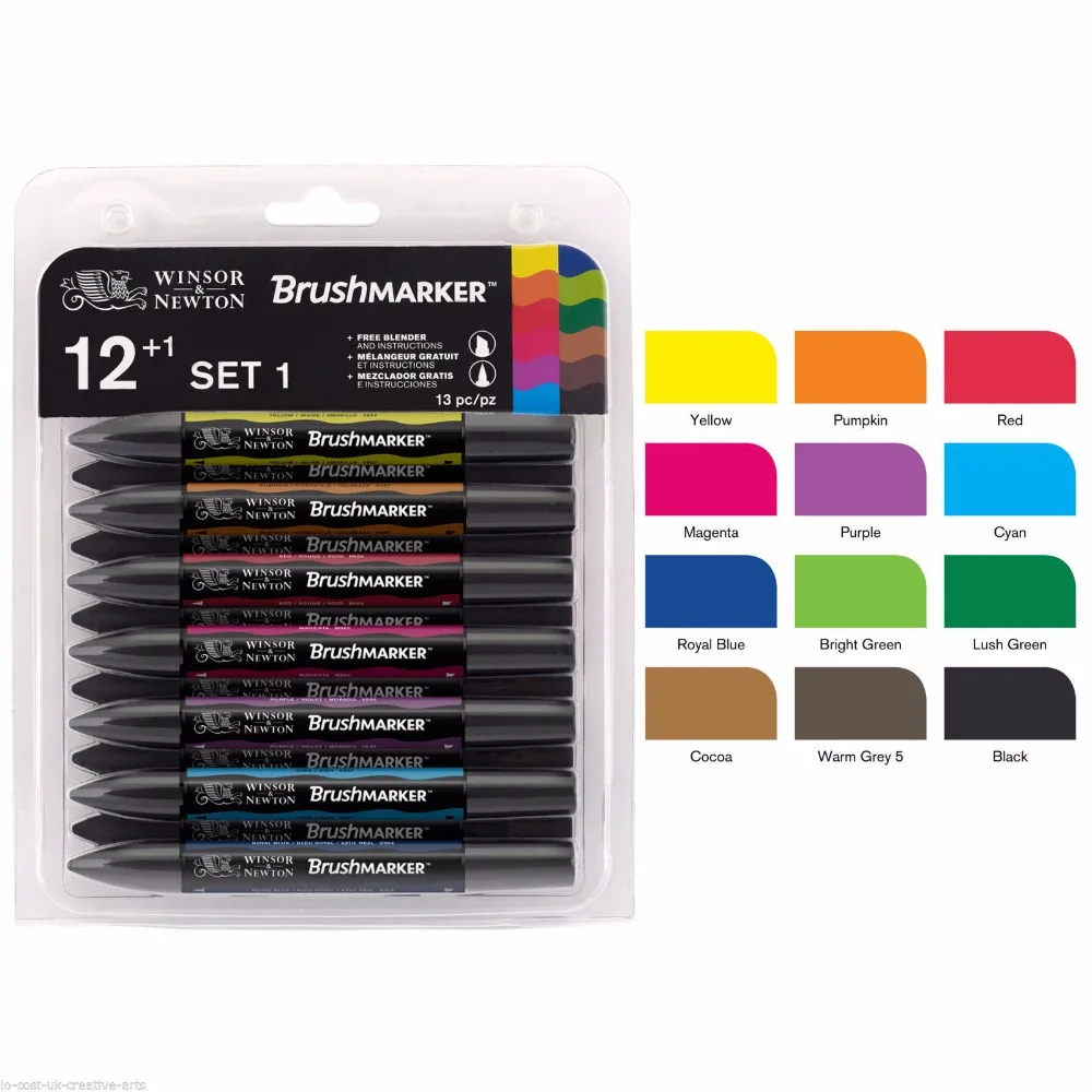 Winsor& Newton, набор кистей, 6 цветов, 12 цветов, мягкие кончики кистей, две кончики кистей, маркеры на спиртовой основе, художественные ручки