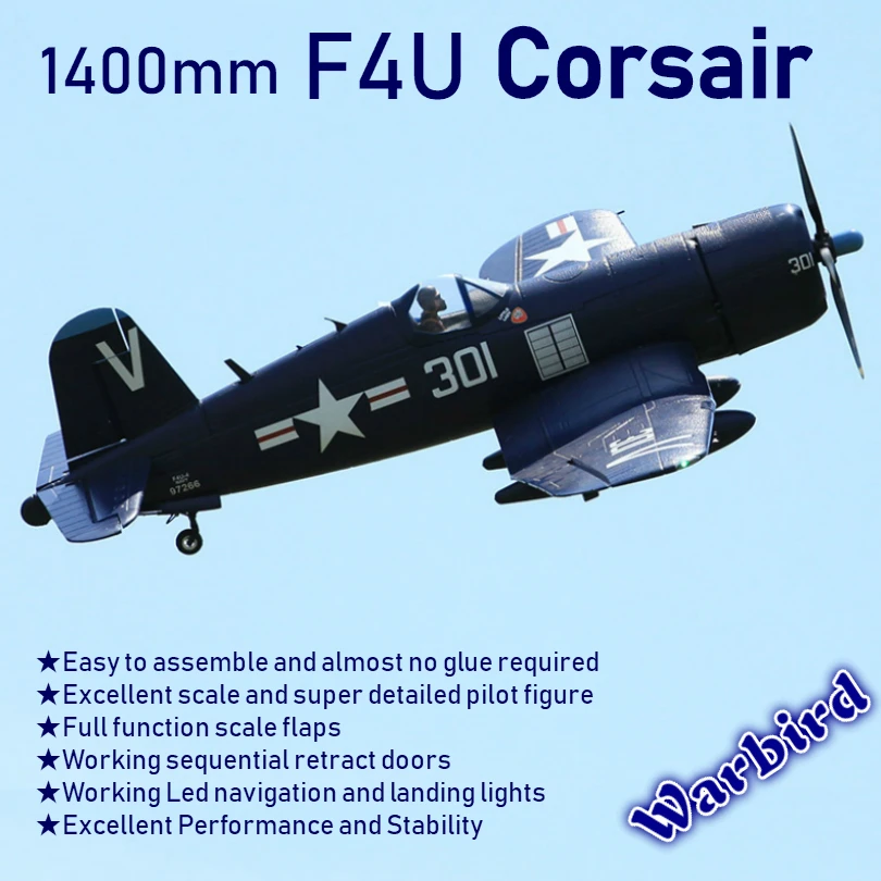 FMS 1400 мм 1,4 м F4U Corsir синий 6CH с закрылками втягивается PNP RC самолет Gaint Warbird радиоуправляемая модель самолета