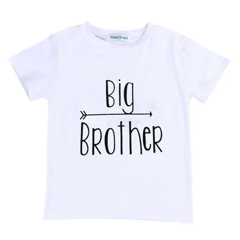 

Kids Boy White T-shirt Hot Cotton Little Big Brother Family Matching Clothes Baby Boys Letter Print Bodysuit Short Sleeve Tops