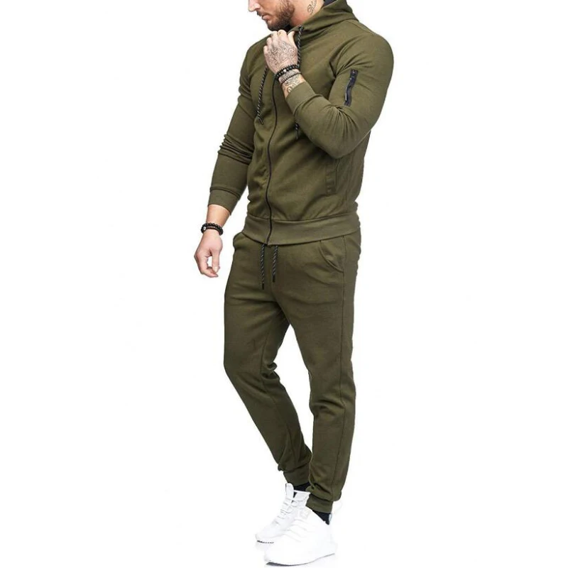 Men Set Running Gym Sportswear Tracksuit (3)