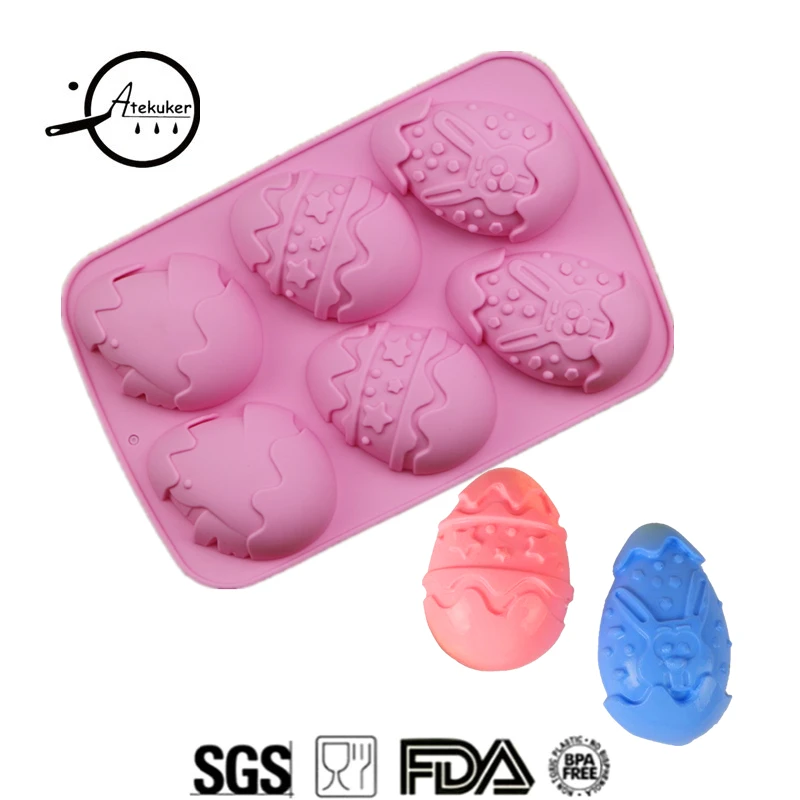 

Atekuker Easter Eggs Shape Silicone Cake Mold Pastry Tools Molds For Plaster Ice Cube Tray Soap Making
