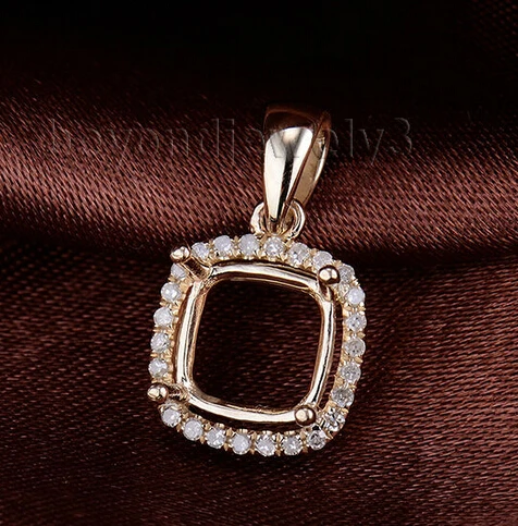 

Classic Wedding Jewelry 14Kt Yellow Gold Cushion 6.5mm Simple Semi Mount Pendant E0053