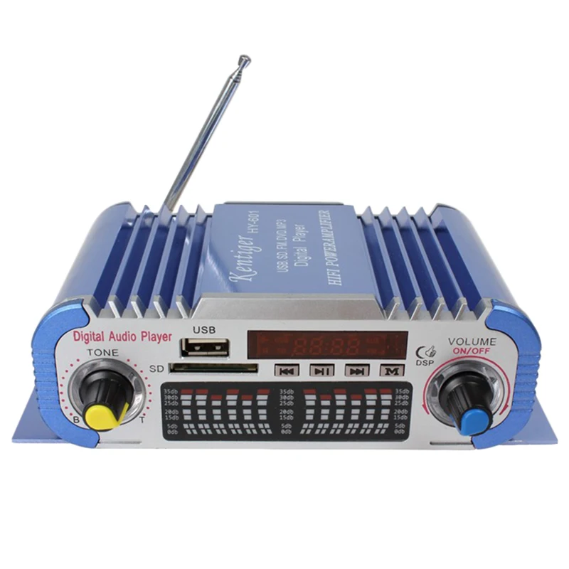 Blue Kentiger HY-601 цифровой Hi-Fi Авто Стерео усилитель мощности USB sd-плеер Dac - Цвет: Blue