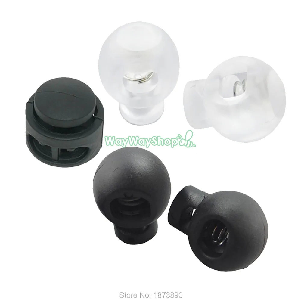 100 pcs toggles cord locks round cordlocks Black Clear Ball 3 Style Choise | Дом и сад