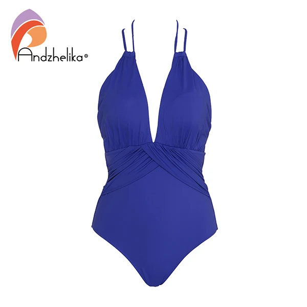 Andzhelika, сексуальный сдельный купальник для женщин,, летний одноцветный купальник, сексуальный бандаж, складывается, боди, купальник, бразильский, пляжный - Цвет: Blue