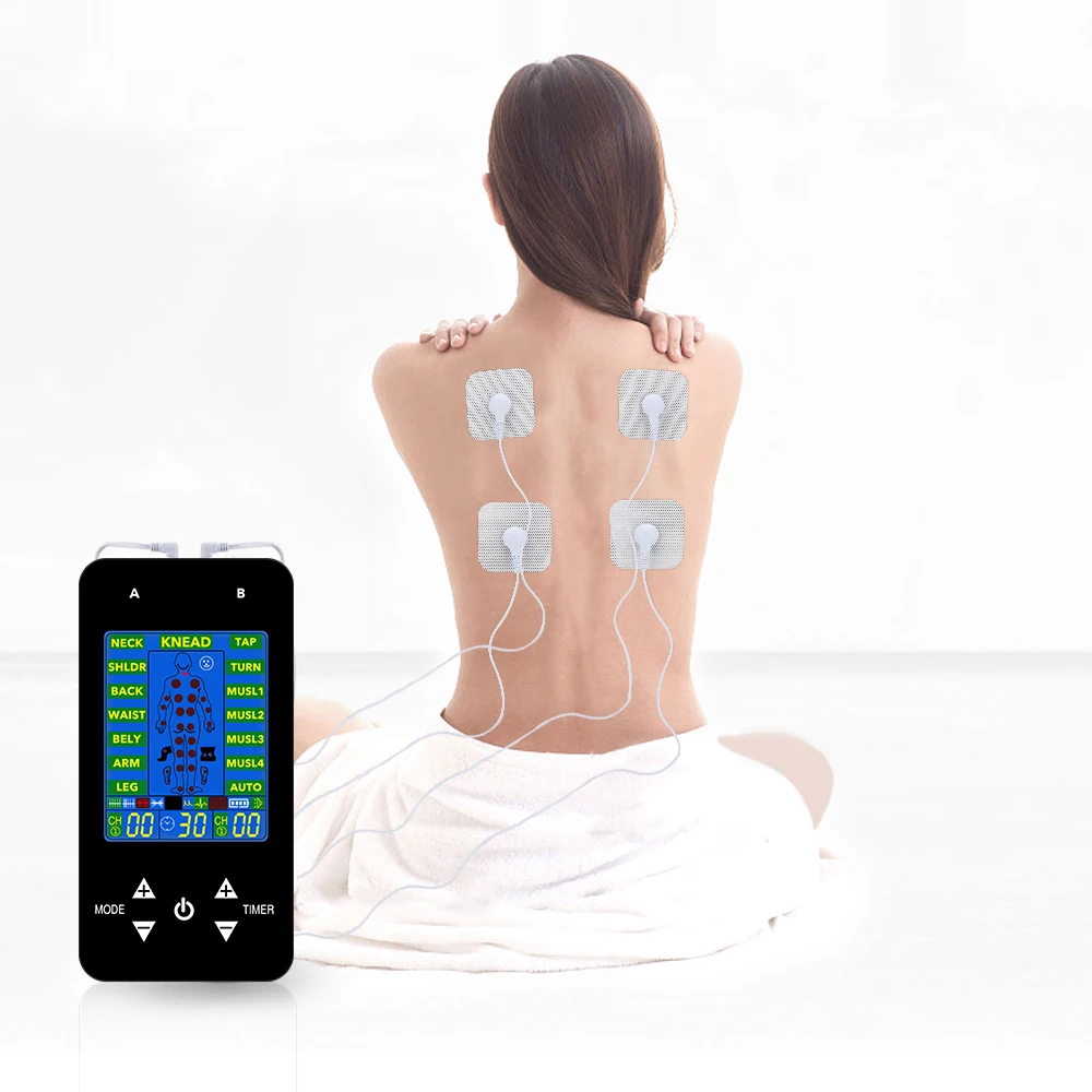 Стимулятор мышц FDA Tens импульсный массажер 2 канала ЖК дисплей EMS для спины шеи