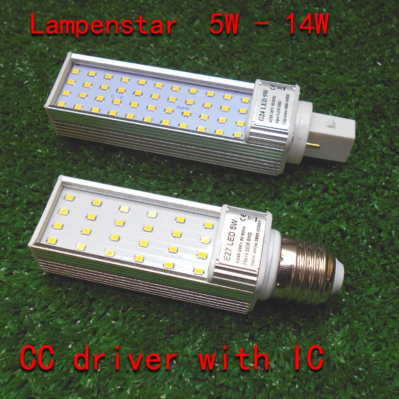 E27 привело плагин света 5 Вт 7 9 11 12 13 Бланко Lampara Calido Bombillas PL LED SMD2835 Свет 24LED 500LM 110 В/220