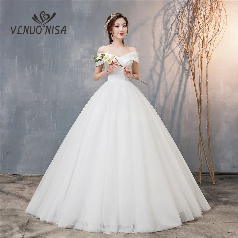 

VLNUO NISA Lustrous Satin Wedding Dress Vestidos De Novia Simple Classic V-Neck Ball Gowns Plus Size Cheap Robe De Mariage 20