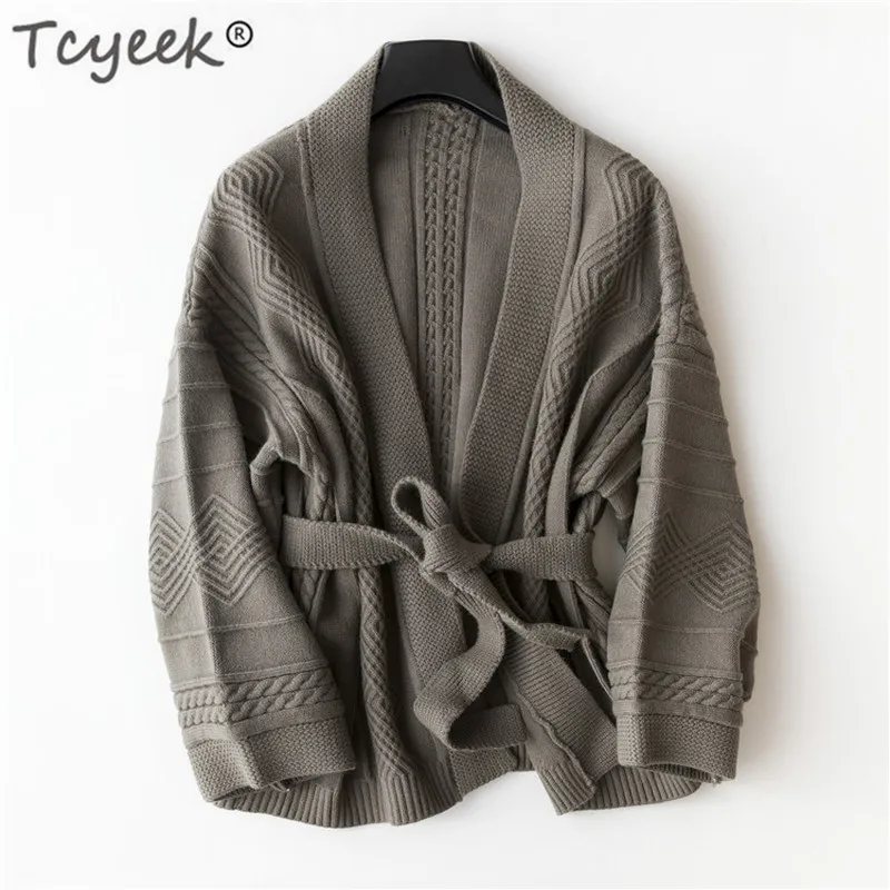 Tcyeek 2020 Autumn Cardigan Women Knitted Sweater Korean Fashion Sweaters Winter Bottom Jacket Warm Clothes Sueter Mujer LWL759 |