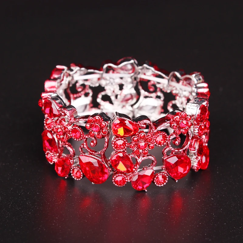 

Fashion AAA Crystal Cuff Bracelets Bangles Big Stretch Bangle for Women Indian Bridal Bracelet Jewelry Gift for Girls Wholesale