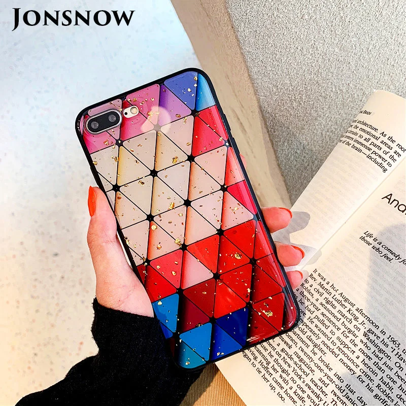 KIPX1087_1_JONSNOW Phone Case for iPhone 6S 7 8 Plus XS XR XS Max Beautiful Colorful Pattern Tempered Glass Back Cover Cases