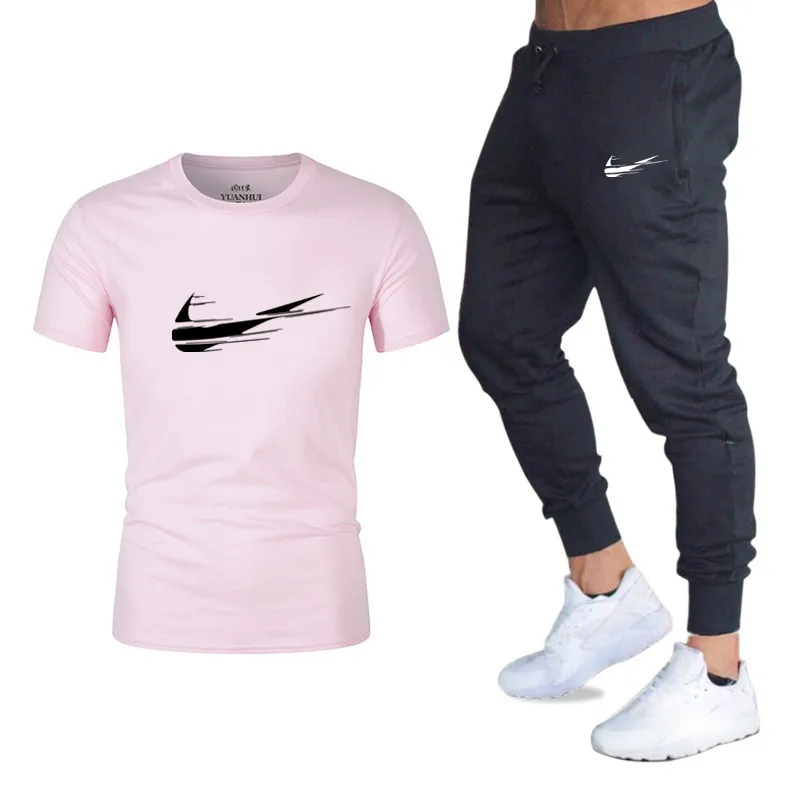 

2019 Tide brand Sets Summer Men T Shirts+pants Sets Summer Hot Sale Cotton Comfortable Short Sleeve Tshirt men Casual Set Pant