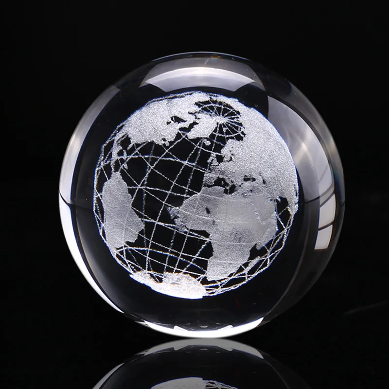 6 см 3D Хрустальный шар стекло лазерная гравировка Миниатюрная модель земли Сфера кристалл ремесло украшение дома аксессуары Орнамент Глобус - Цвет: Just ball