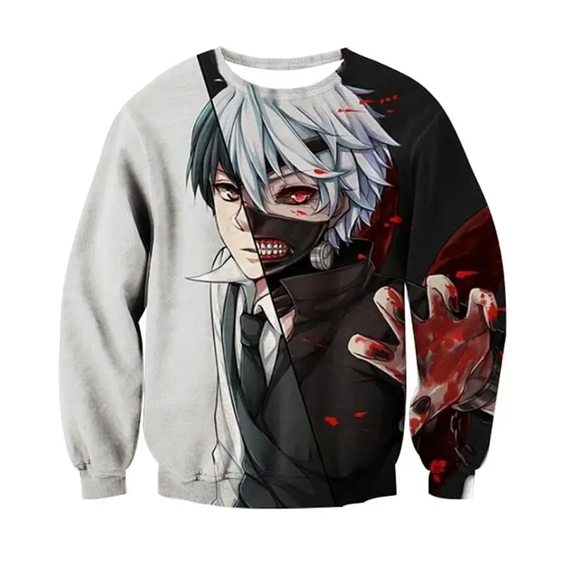 

3D Anime Japanese Tokyo Ghoul Hoodies Sweatshirts Men Women Pullovers Autumn Winter Jumper Christmas Gifts Men Tops Dropship