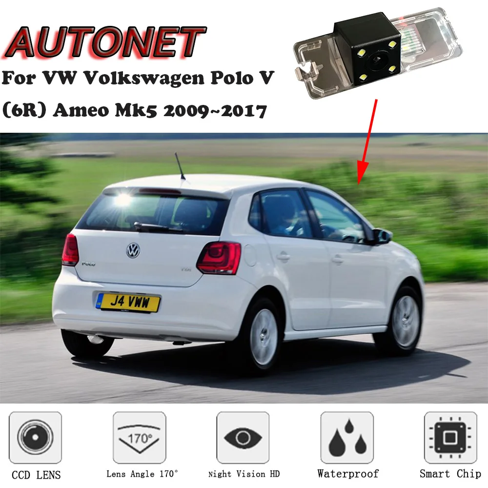 AUTONET HD камера заднего вида ночного видения для Фольксваген Поло V (6R) Ameo Mk5 2009 ~ 2017