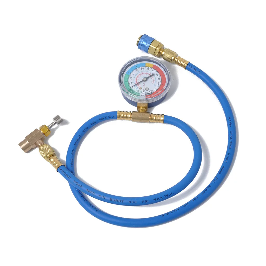 Car Auto Air Conditioning AC R134A Refrigerant Recharge Measuring Hose w/ Gauge strong construction Reading Gauge 0-250psi 8Z