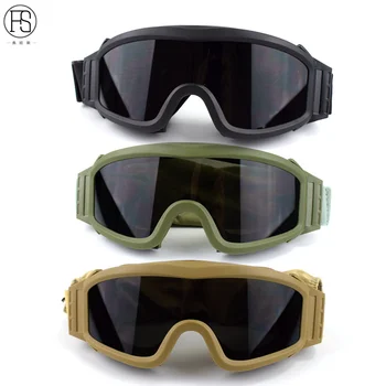 

Airsoft Tactical Goggles USMC Tactical Sunglasses Windproof Glasses Army Airsoft Paintball Goggles Black Tan Green With 3 lens