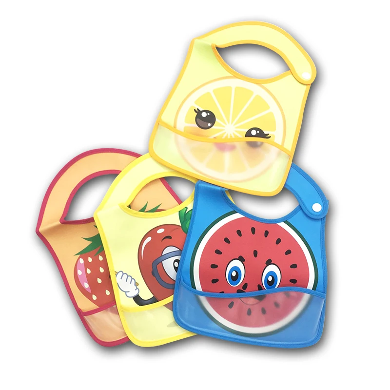 

Baby Bibs EVA Plastic Waterproof Lunch Feeding Bibs Baby Cartoon Feeding Cloth Children Baby Apron Babador de bebe