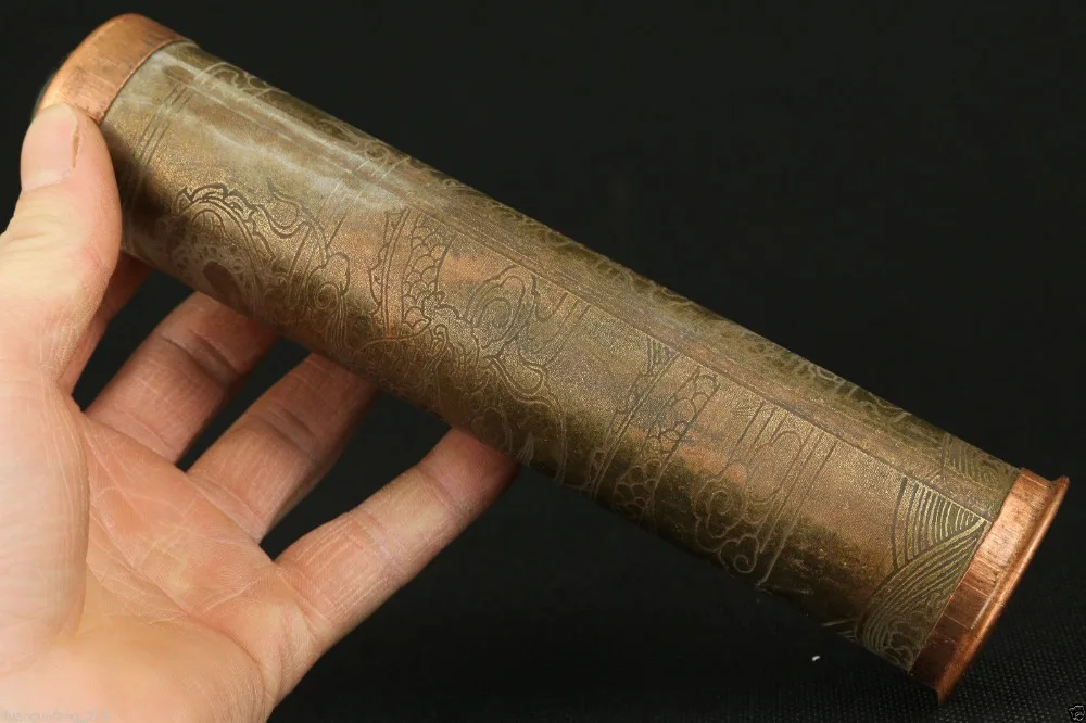 

Chinese Old Copper Collectable Hand Carved Dragon Statue Kaleidoscope Toy Gift