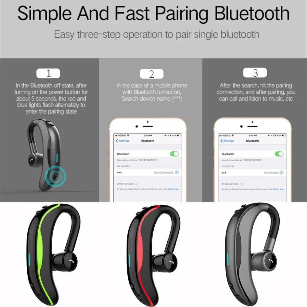 Bluetooth Headphone Wireless Sport Earbud HD Microphone Bluetooth Headset for iPhone ipad Samsung Huawei LG Android Smart Phones