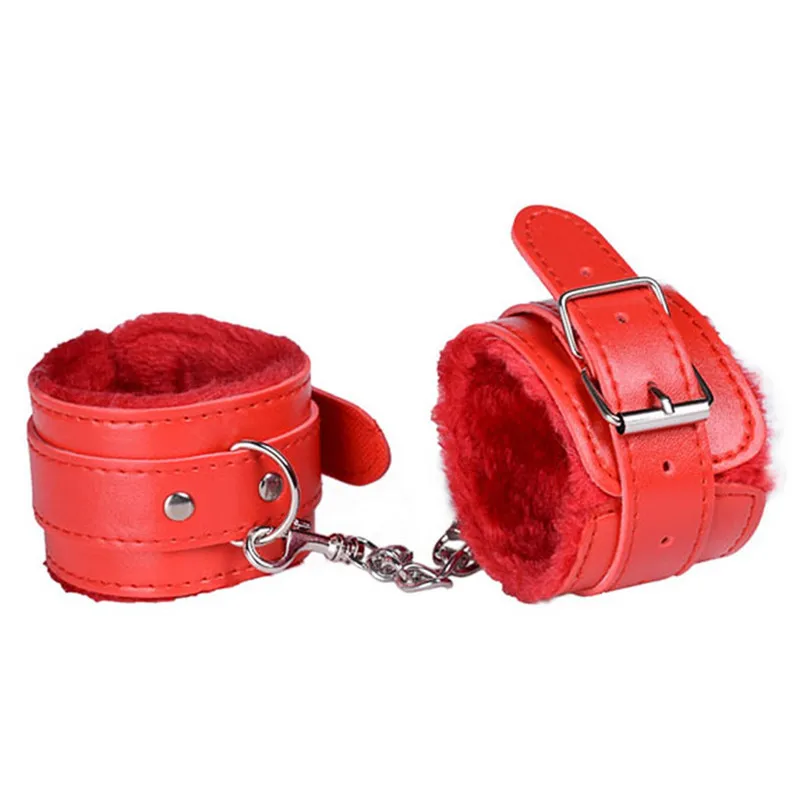 Регулируемый плюшевый наручник для секса, наручники для лодыжки, наручники для БДСМ, набор ограничителей, секс-игрушки для взрослых женщин, экзотические аксессуары - Цвет: Red