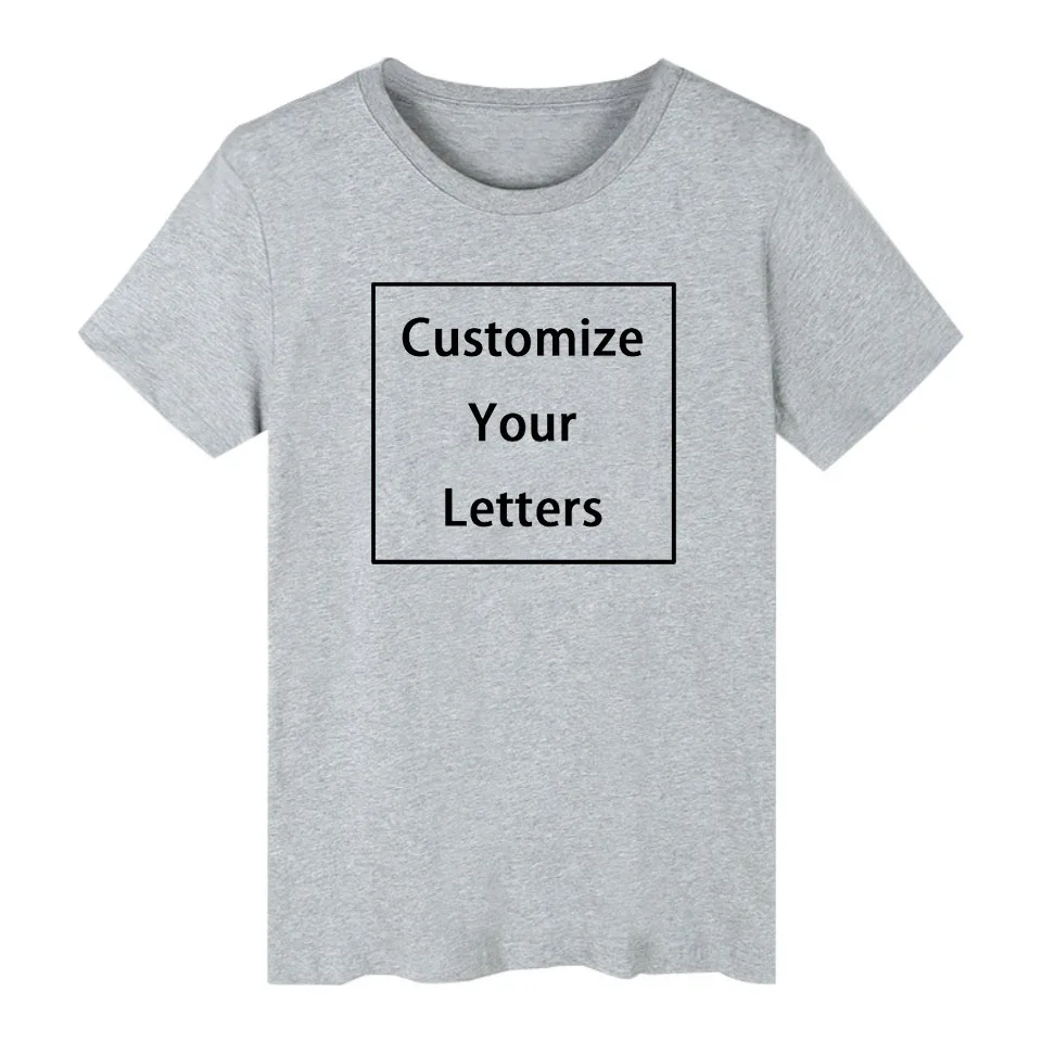 WEJNXIN летняя хлопковая футболка для мужчин женщин Мода на заказ ваша фотография текстовый логотип изображение индивидуальный напечатаны - Цвет: Серый