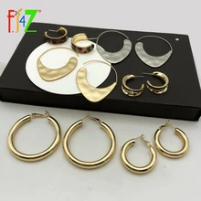 F. J4Z горячая Распродажа серьги-кольца из металла для женщин модные панк простые металлические круглые серьги минималистичные ювелирные изделия Bringo Bijoux
