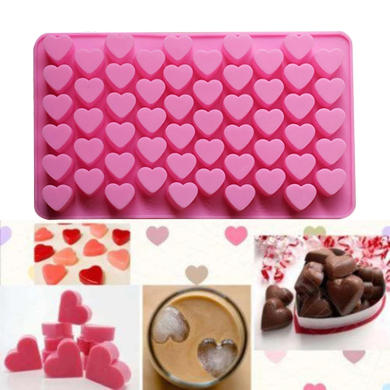 

55 holes Mini heart silicone cake mold Chocolate Fondant Jelly Cookie Muffin ice mould Flexible moulds cupcake bake tools d561