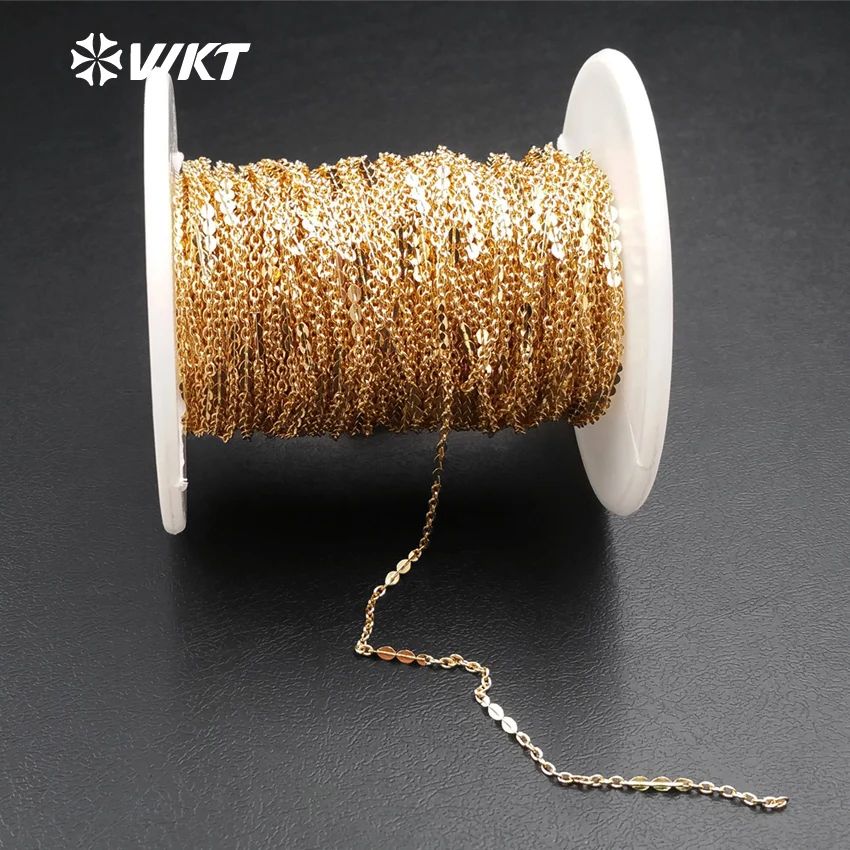 

WT-BC113 WKT Fashion Standard High Quality Pure Gold Color Plated Brass Chain For Jewelry Making And Design Unisex Chain