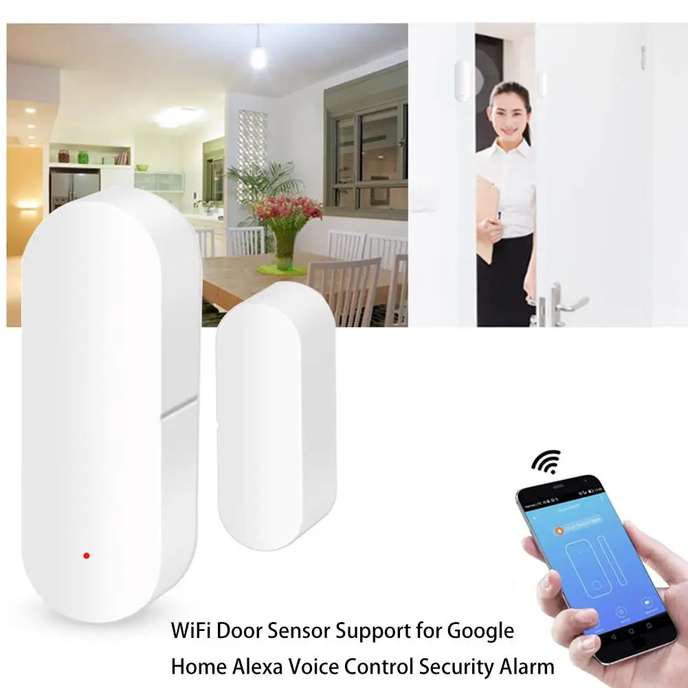 Высокое качество WIFI датчик для двери поддержка для Google Home Alexa Голосовое управление охранной сигнализации