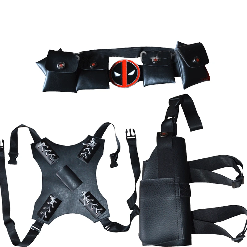 Black 3 Pieces Deadpool Accessories Belt Sword Holder Gun HolferBoys