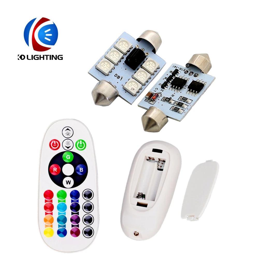KD 2 шт. C5W RGB 5050 12SMD Автомобильный светодиодный пульт дистанционного управления Rgb