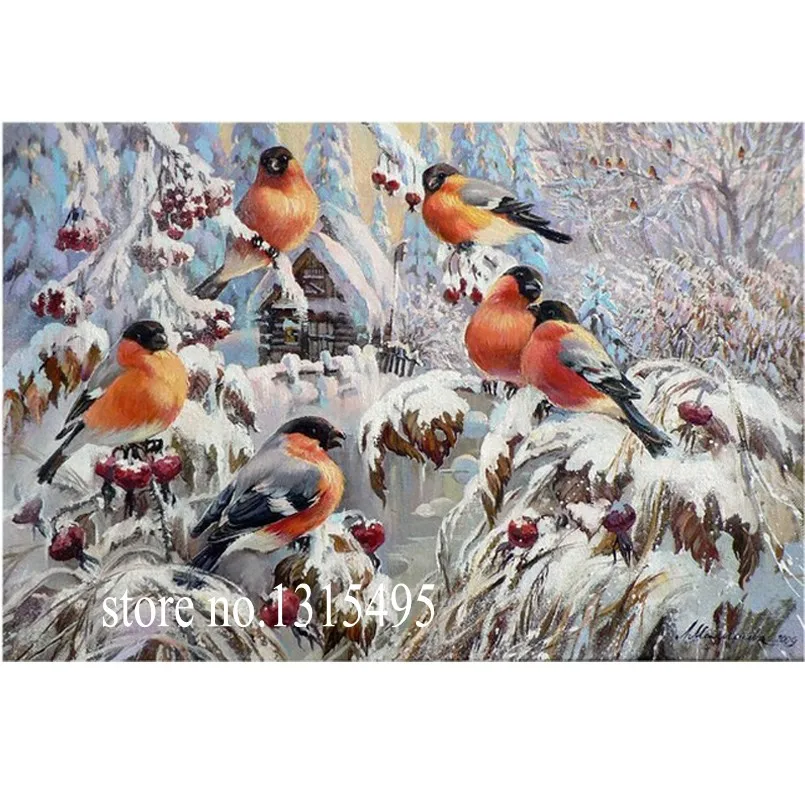 

DIAMOND EMBROIDERY winter birds on snow 5d of the diamond painting mosaic the picture pastes diamond embroidery E033