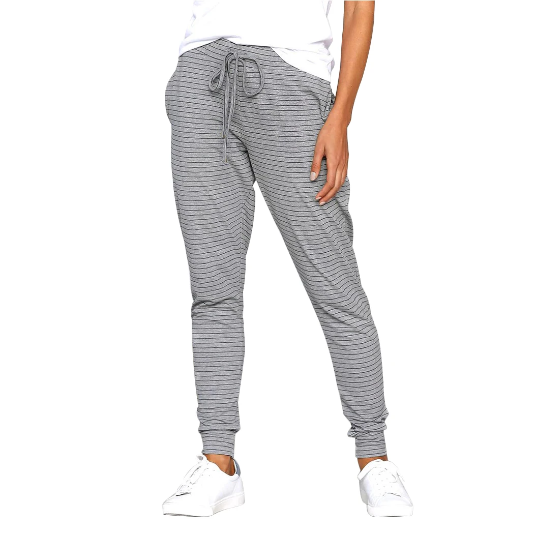 Fashion Women Striped Harem Pants Casual Elastic Waist