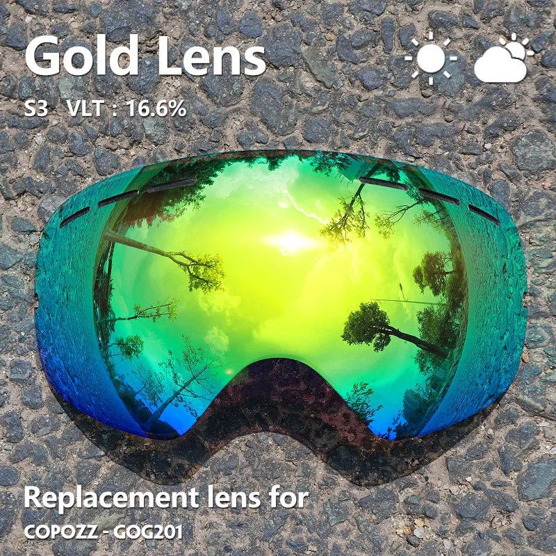 Sunny Cloudy Lens for ski goggles GOG 201 anti fog UV400 large