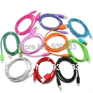 

1M 3FT braided wire Mirco USB 5 pin Data Sync Cable for Samsung s5 s4 HTC LG Cloth Woven Fiber Knitted Nylon Cords free shipping